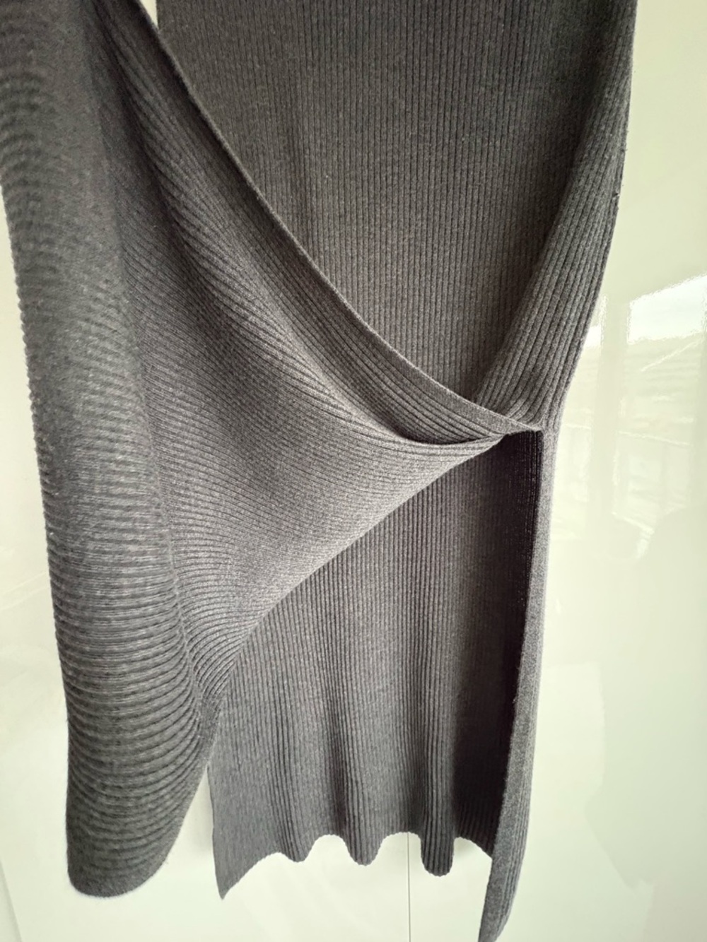 Splendid Ribbed Midi Skirt Heather Charcoal Grey Slit, size M - Picture 4 of 16